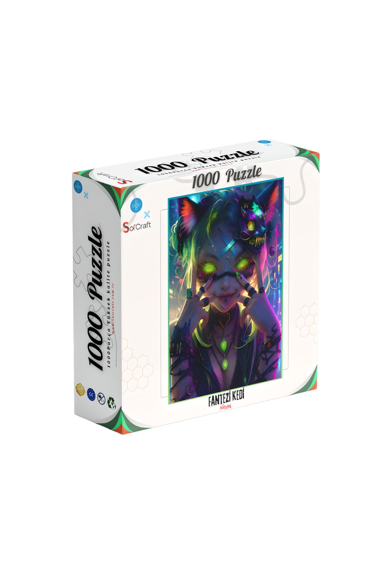 Soi Craft 1000 Parça Puzzle Fantezi Kedi Neon