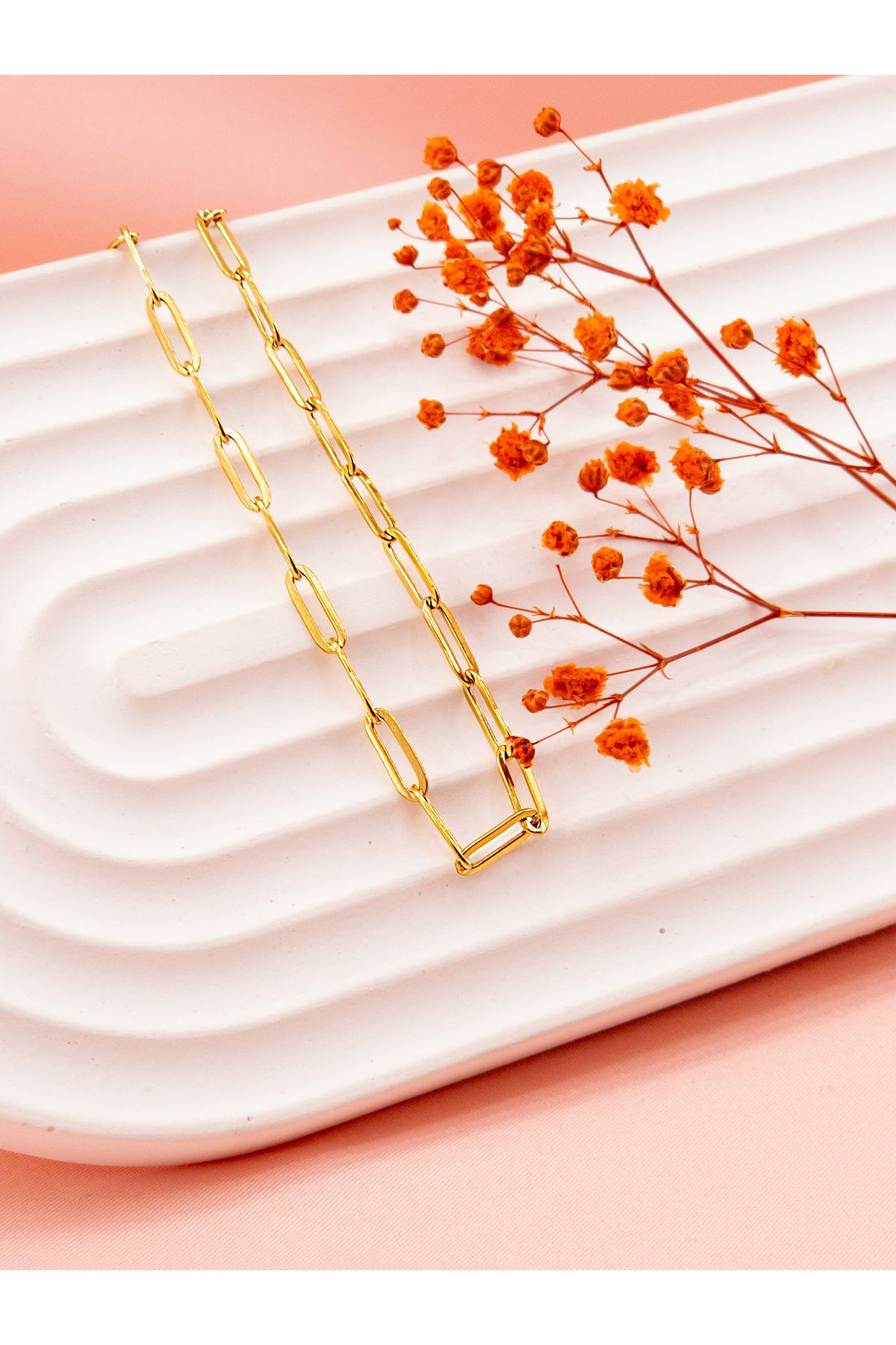 luree accessories Kalın Geçme Zincir Çelik Kolye