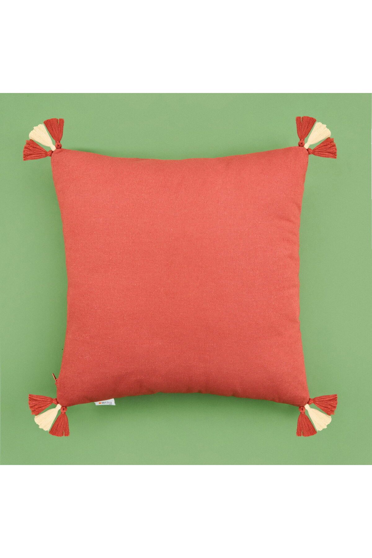 ASPARTAM Soft Colorful Püskül Detaylı Kırlent - Bej / Renkli - 40x40 cm