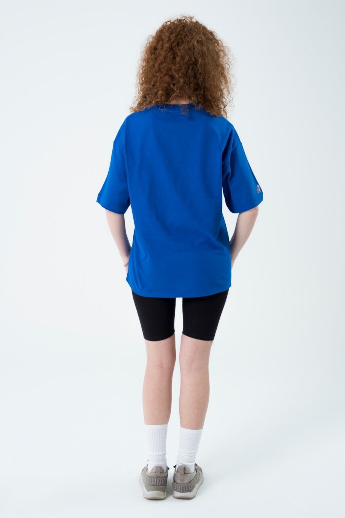 Eazy Co-Eazy Saks Blue Sunshine Unisex Extra Oversize εμπριμέ κοντομάνικο μπλουζάκι 4