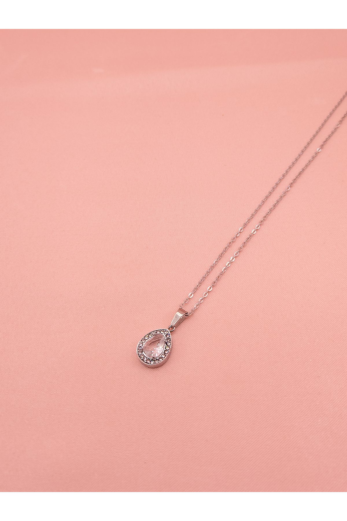 luree accessories Damla Tasarım Taşlı Çelik Kolye