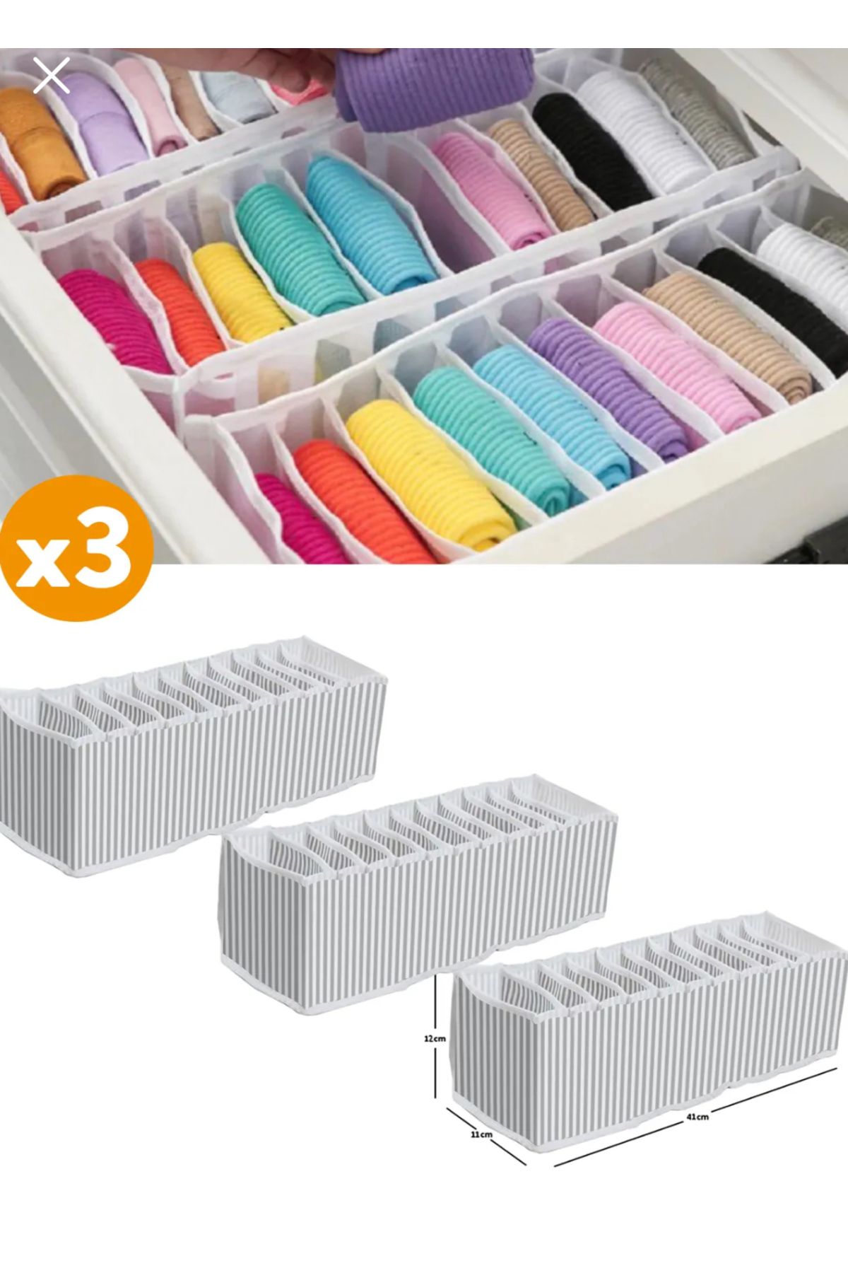 DENİZ HOME 3 Adet 11 Gözlü Çekmece Ve Dolap Içi Akordiyon Organizer Düzenleyici