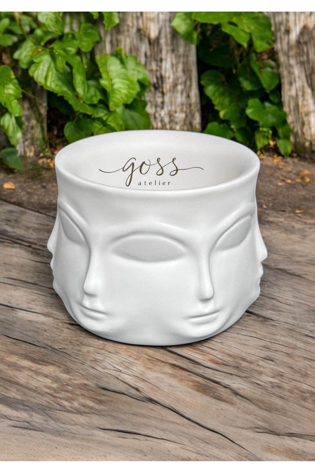 goss atelier El Yapımı 3D İnsan Yüzü Figürlü Dekoratif Saksı / Kase / Mumluk – Modern Minimal Stil