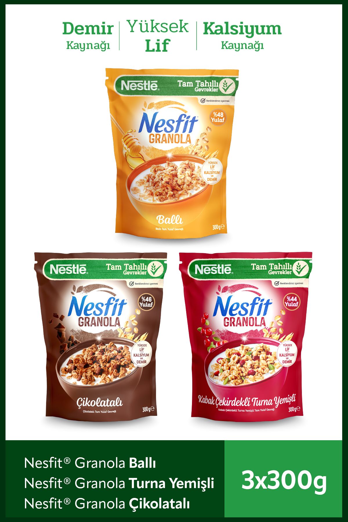 Nestle Nesfit Granola 300 gr 3 lü Karma Paket