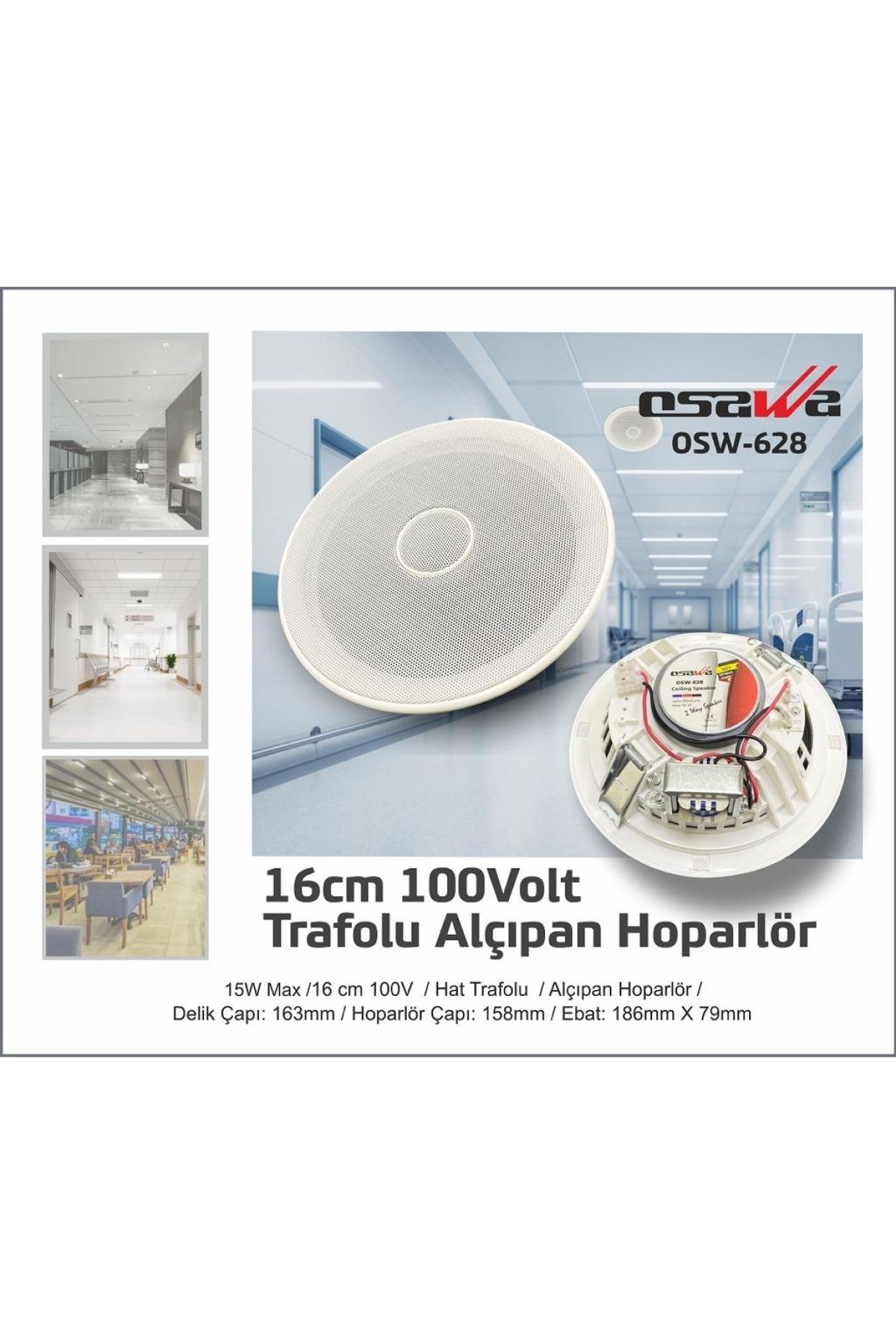 Findit OSAWA OSW-628 16CM TWEETERLİ 100 VOLT TRAFOLU ALÇIPAN HOPARLÖR (2818)