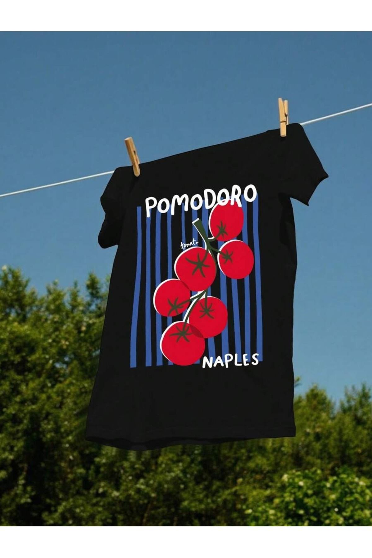 PALPİTO Kadın Siyah Pomodoro Baskılı Oversize T-Shirt