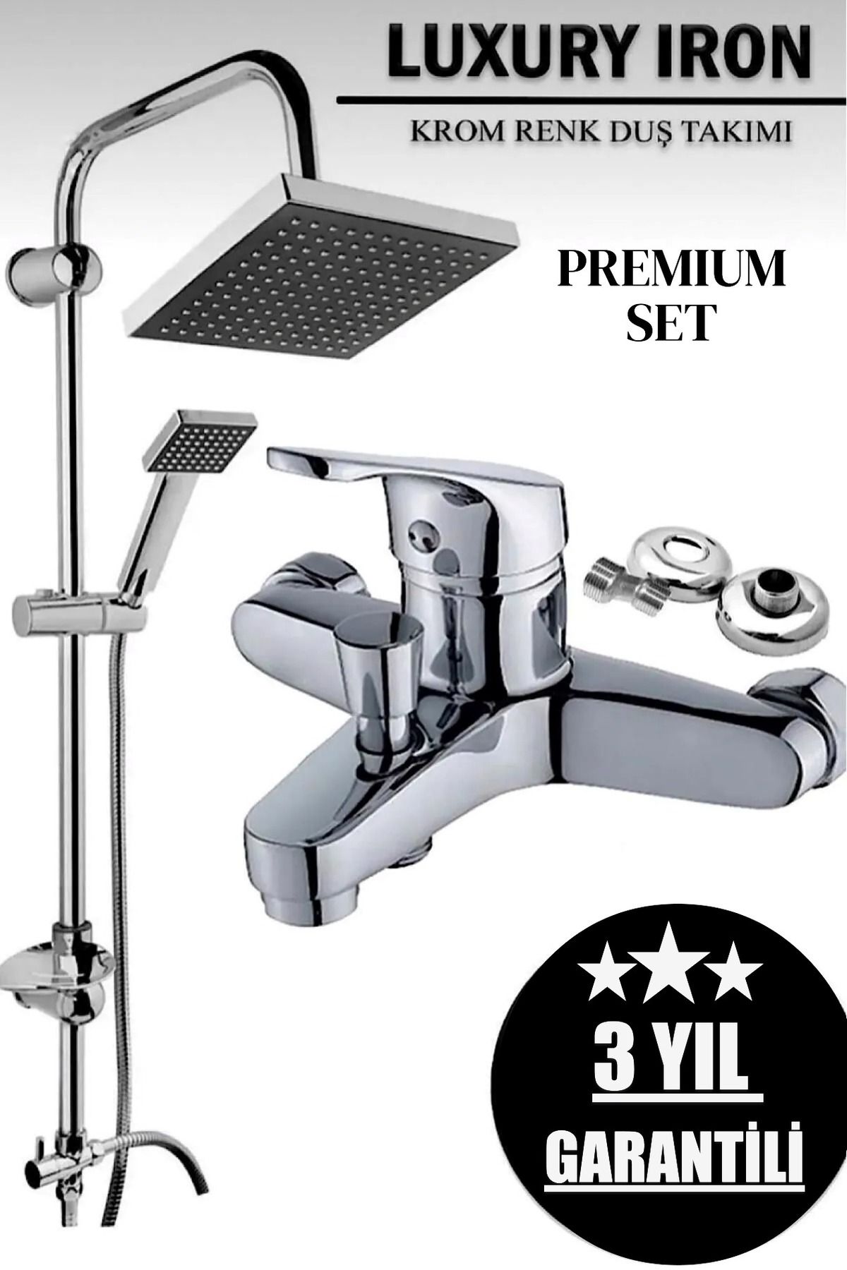 THE WHITE Mix Banyo Bataryası Robot Yağmurlama Tepe Duş Seti Duş Başlığı 2’li