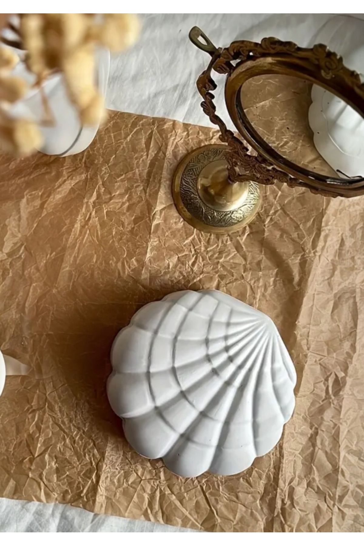goss atelier El Yapımı 3D Deniz Kabuğu Figürlü Kutusu – Dekoratif Mini Kase