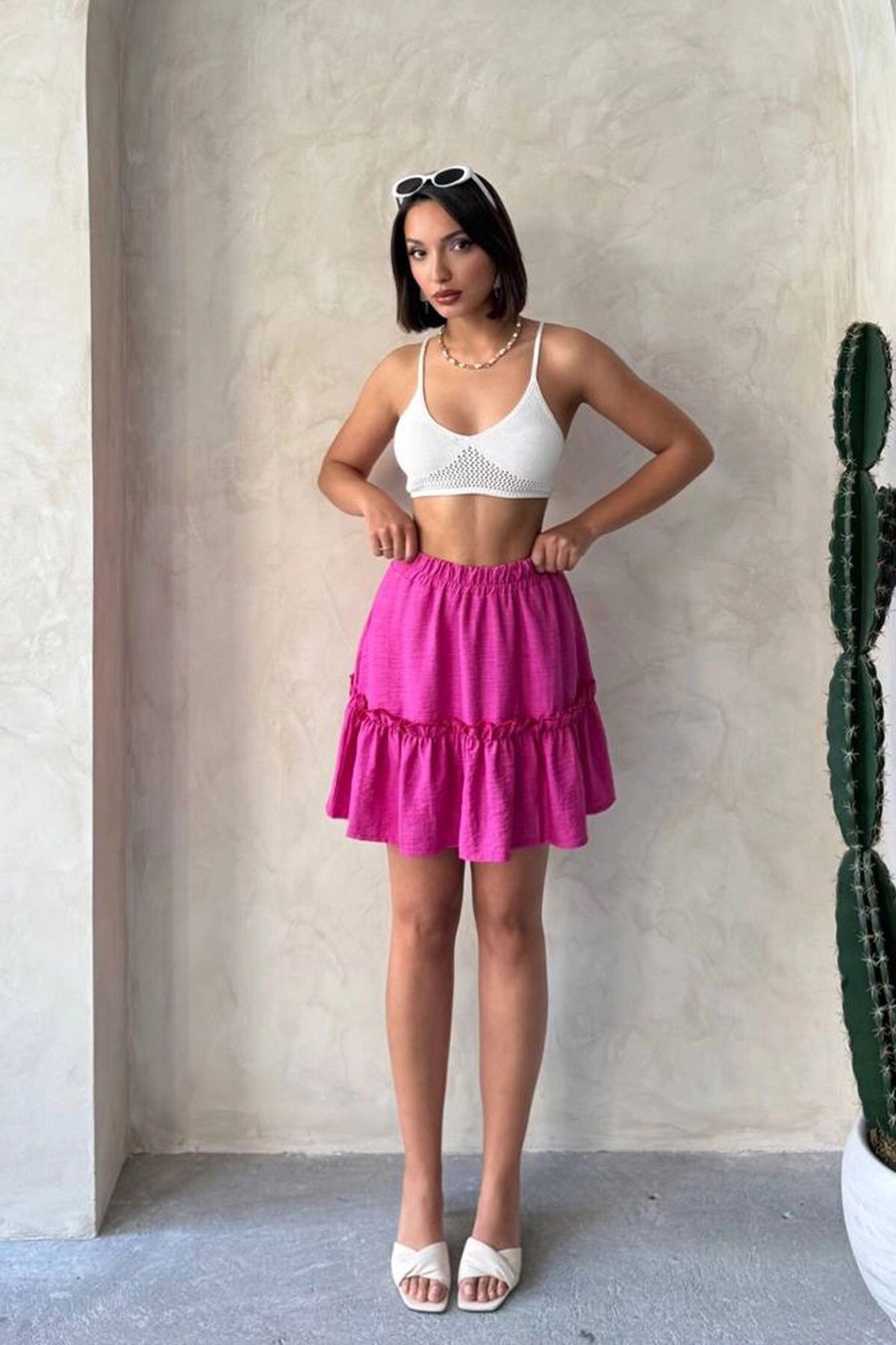 bacc Pembe Eteği Volanlı Fırfırlı Etek BCHN-2525808