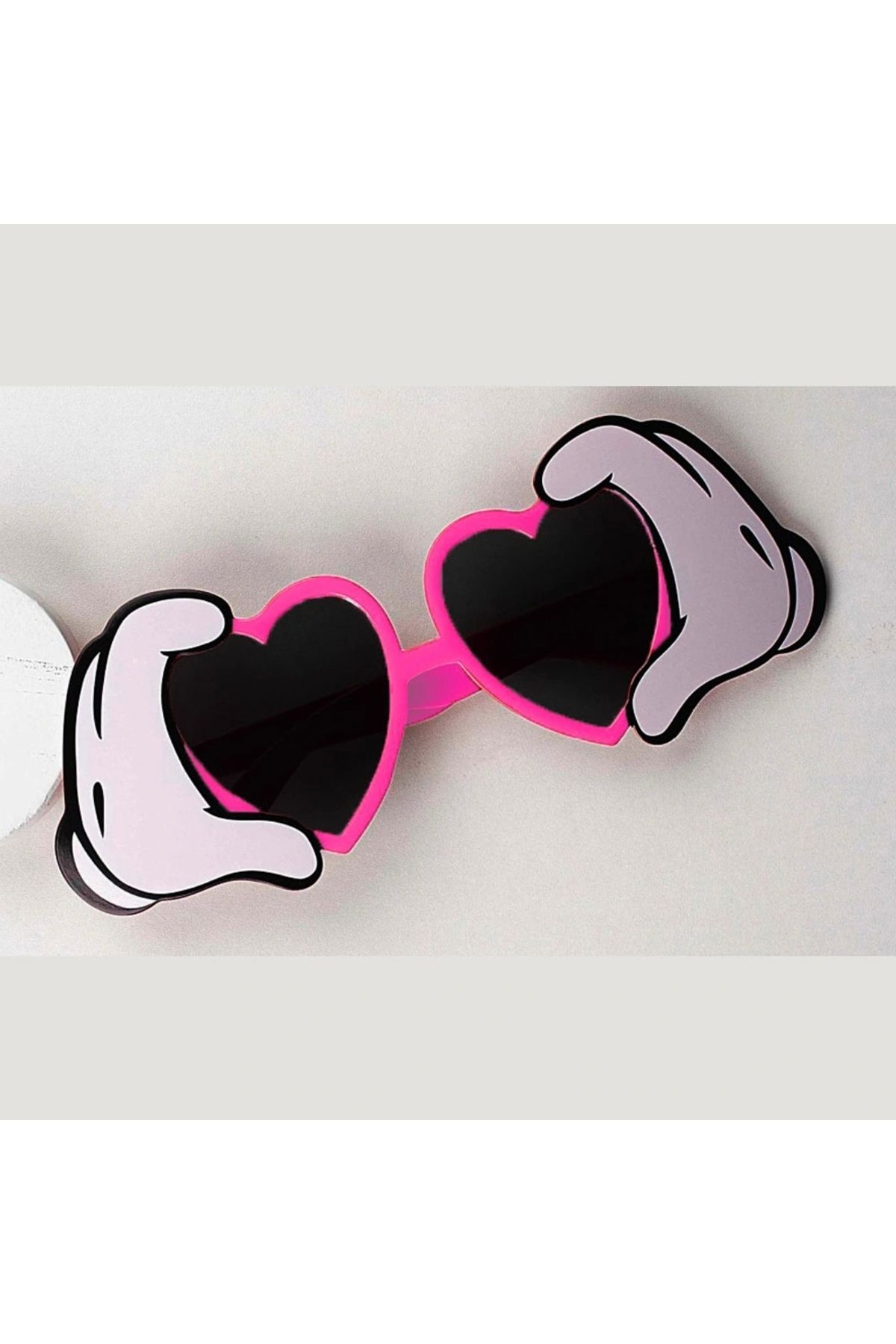 OurStyles Pembe Renk Kalp Şekilli El Figürlü Parti Gözlüğü 21x8 cm