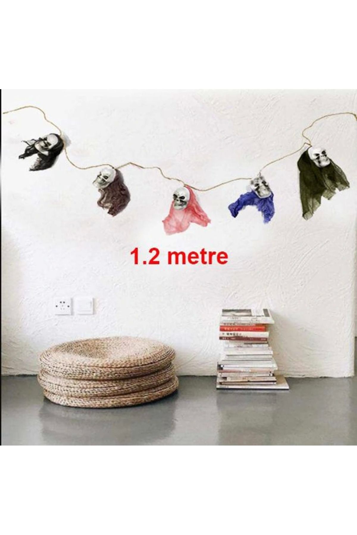 OurStyles İp Üzeri 5 Adet Kuru Kafa Asmalı Süs 1.2 Metre