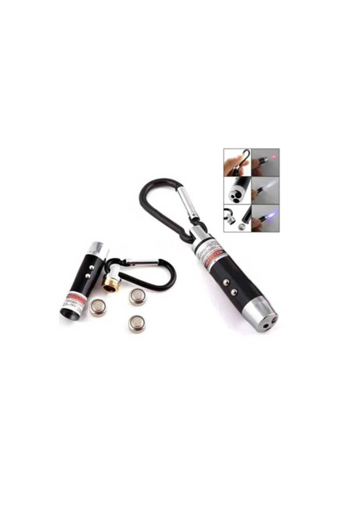 OurStyles El Feneri Anahtarlık Işıklı Anahtarlık 3 Fonksyonlu Lazer Led Fener