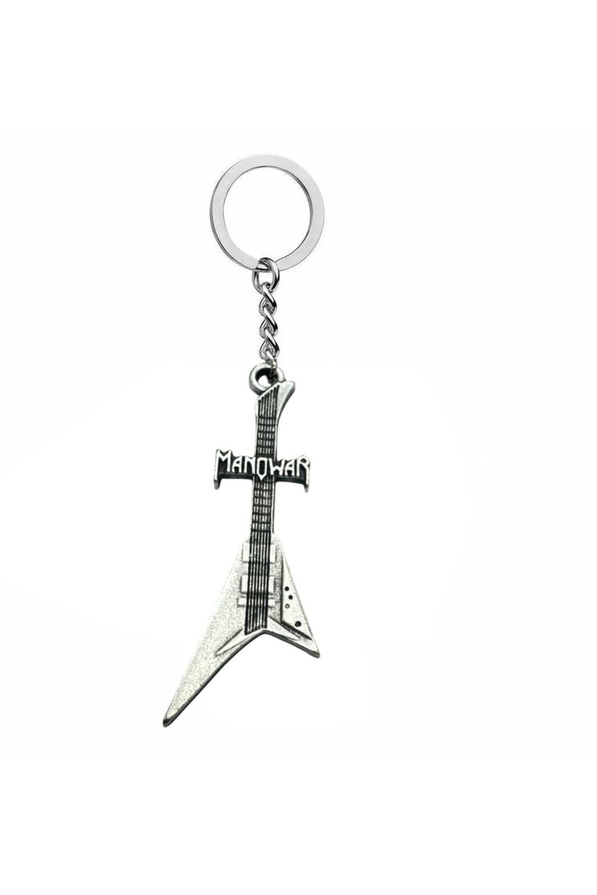 Herşey Nota Manowar Elektro Gitar Metal Anahtarlık – Rock Müzik Temalı - Unisex