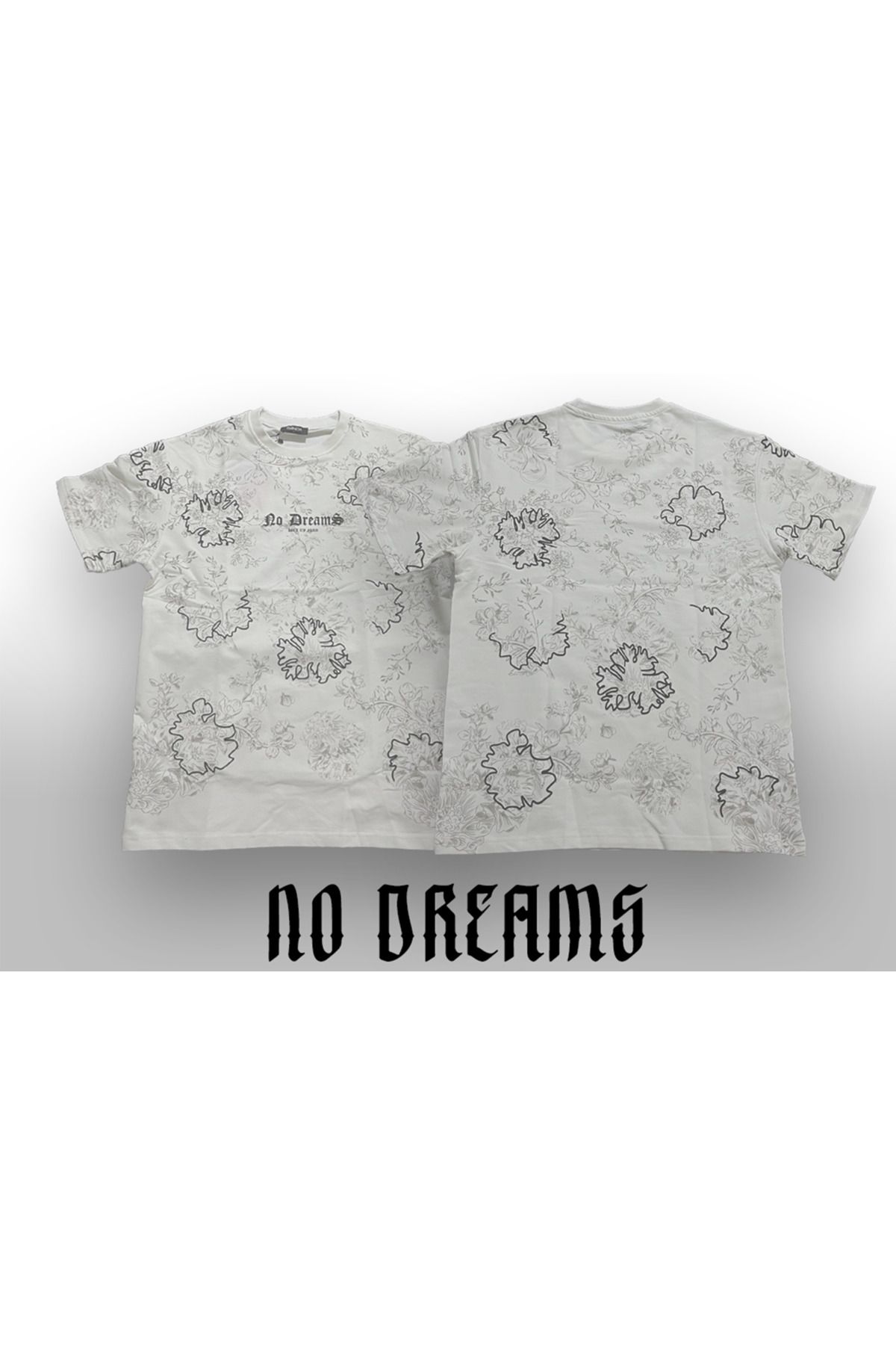 GANGS No Dream Yaprak Desenli Beyaz Tişört