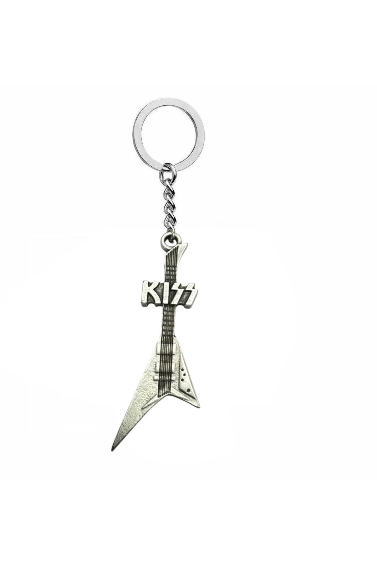 Herşey Nota KISS Rock Grubu Elektro Gitar Anahtarlık – Metal Glam Rock & Hard Rock Aksesuar