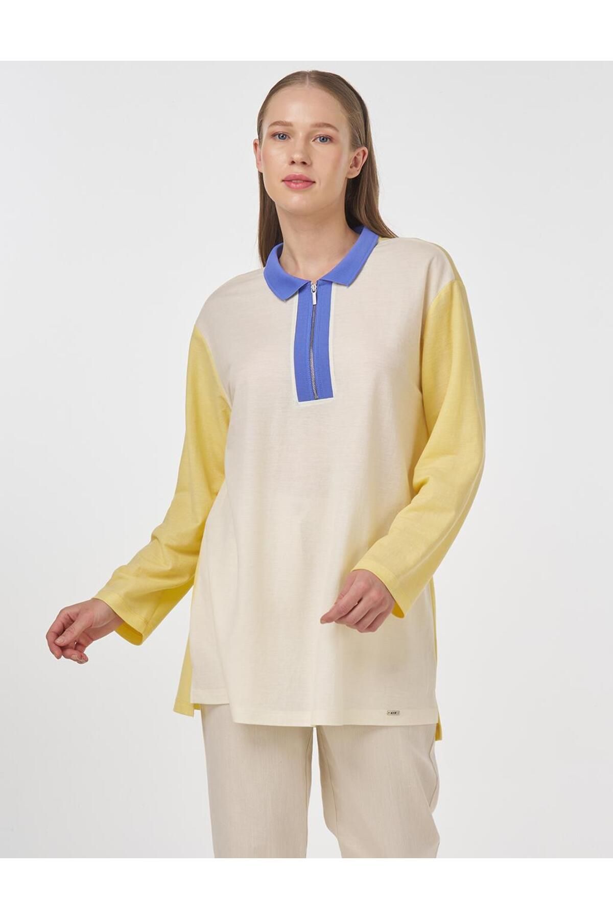 KYR Yarım Fermuar Kapamalı Sweatshirt Sarı