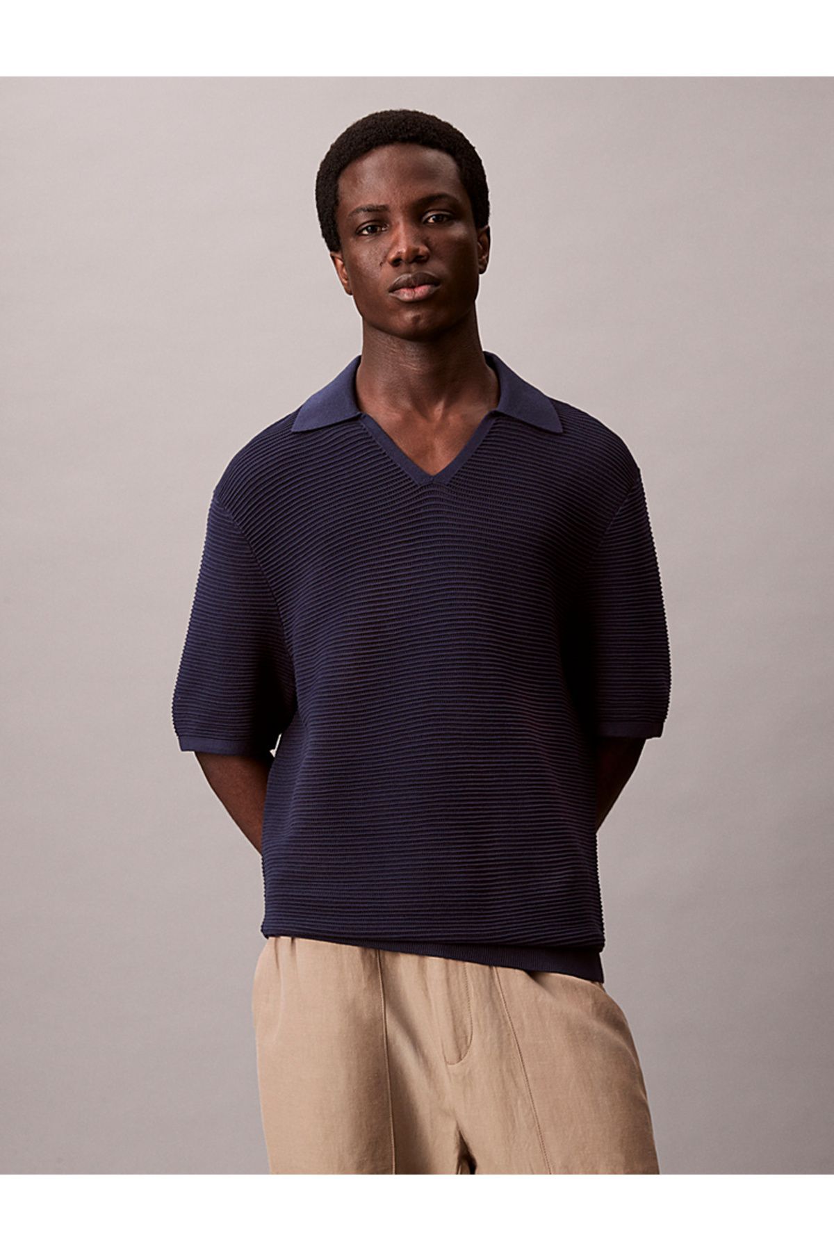 Calvin Klein Tech Knit Johnny Collar Polo Shirt