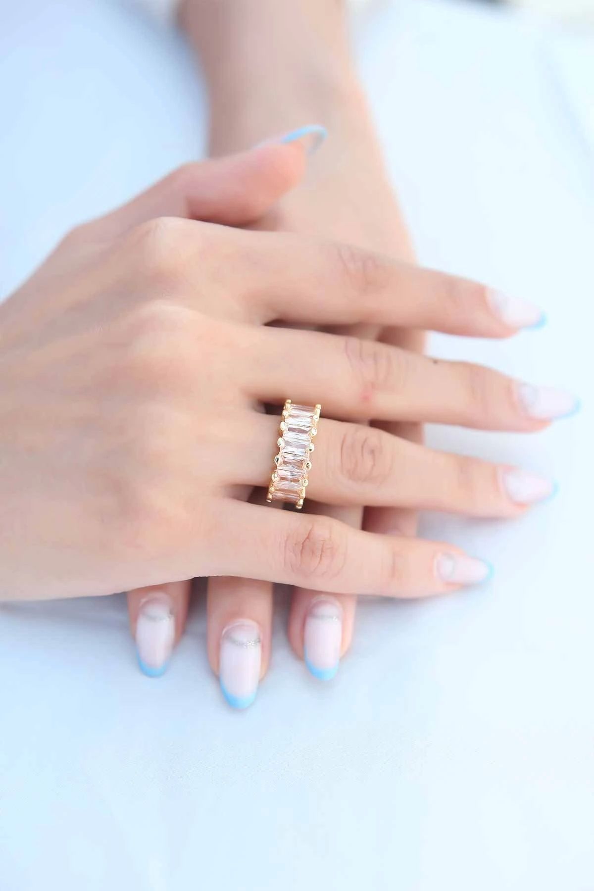 OurStyles Zirkon Taşlı Baget Gold Renk Kadın Yüzük - TJ-BYK2342