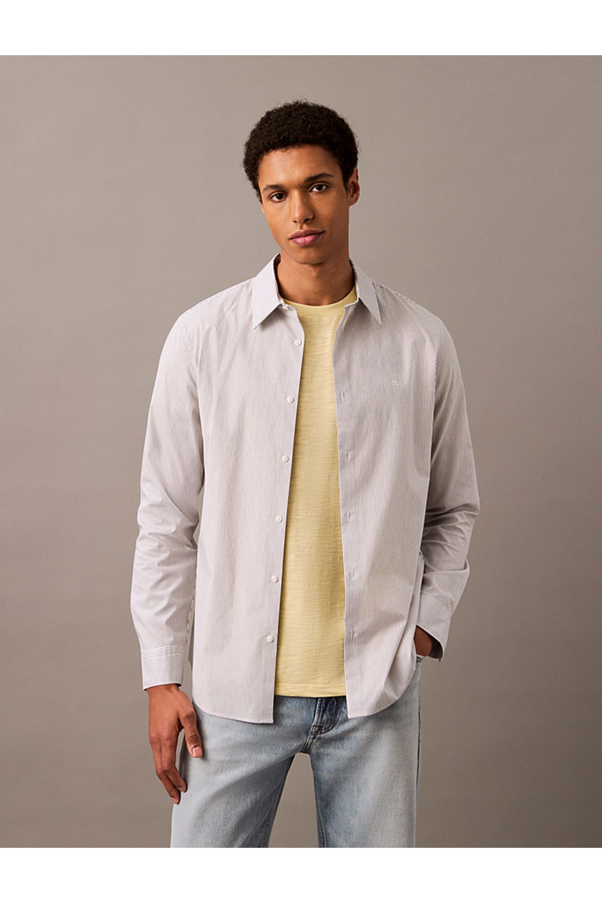 Calvin Klein Slim Poplin Striped Shirt