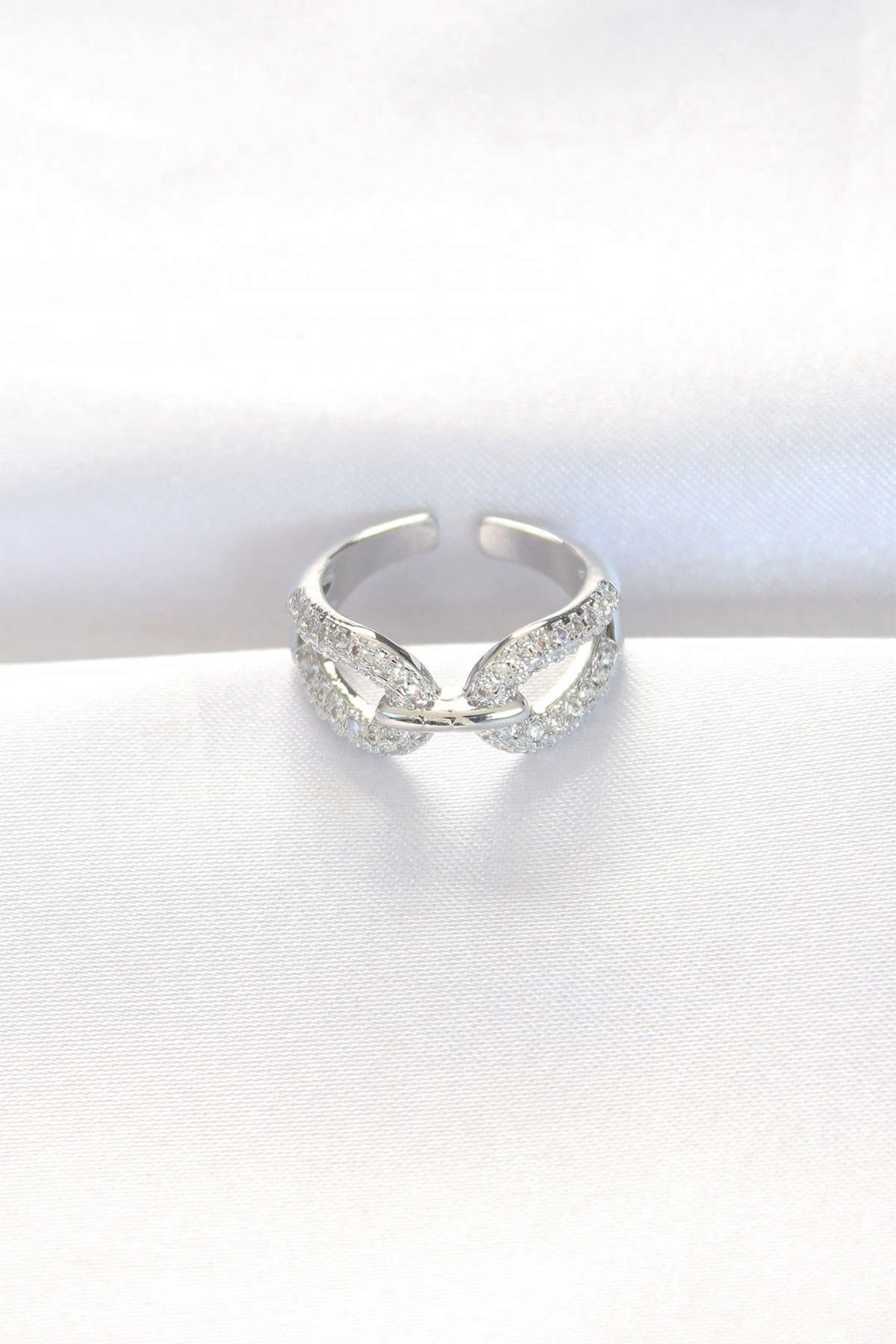 OurStyles Zirkon Taşlı Silver Renk Ayarlanabilir Yüzük - TJ-BYK3108