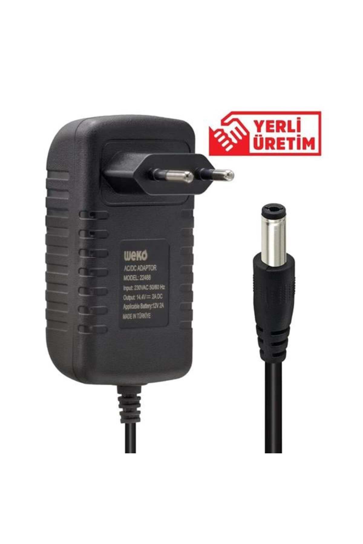 Roses Store Weko 14.4 Volt - 2 Amper 5.5*2.5 Uçlu Kırmızı Yeşil Ledli Yerli Üretim Akü Şarj Cihazı
