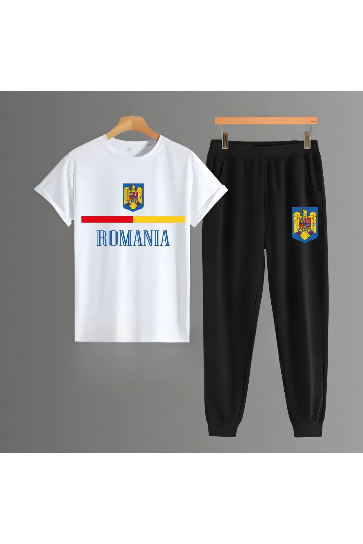 Biy Store Romanya milli romania takım forma baskılı unisex kısa kollu tişört t-shirt eşofman takımı