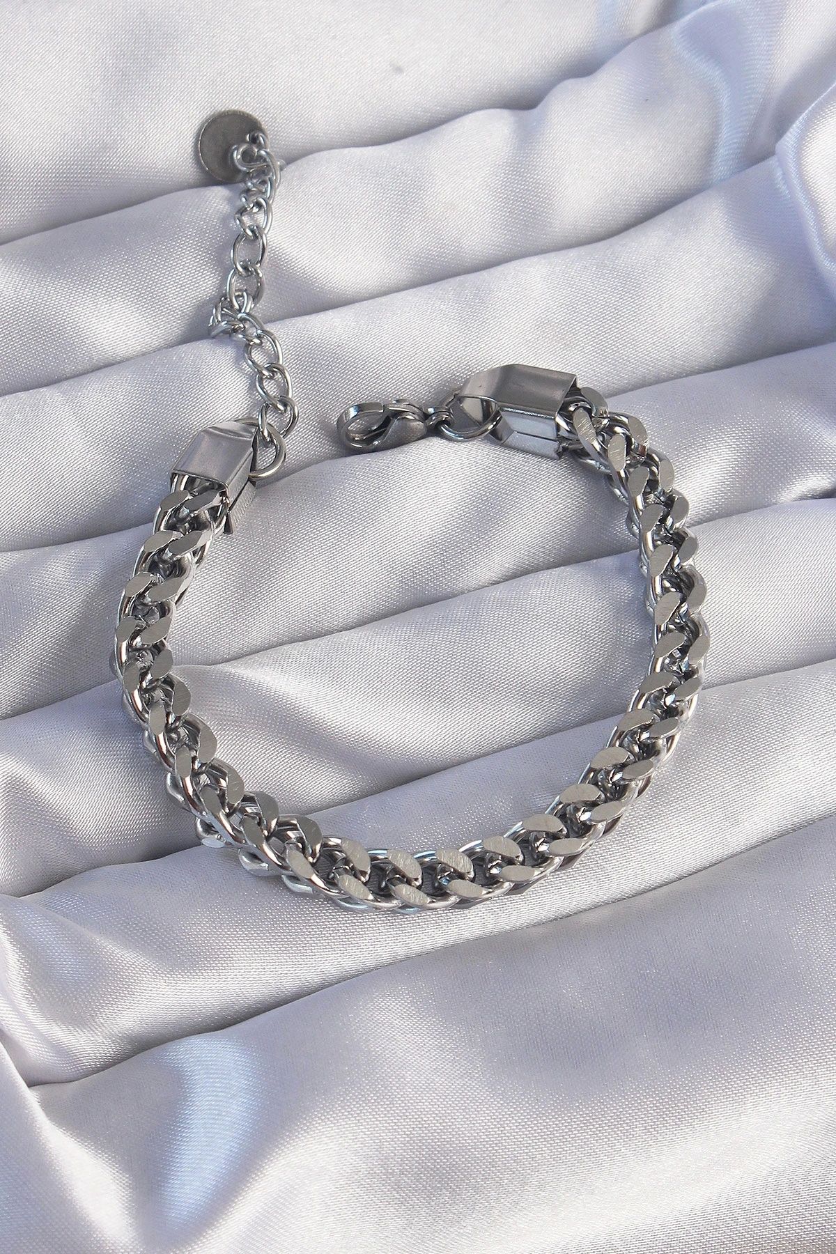 OurStyles 316L Çelik Gümüş Renk Kalın Zincir Bileklik - TJ-BB6183
