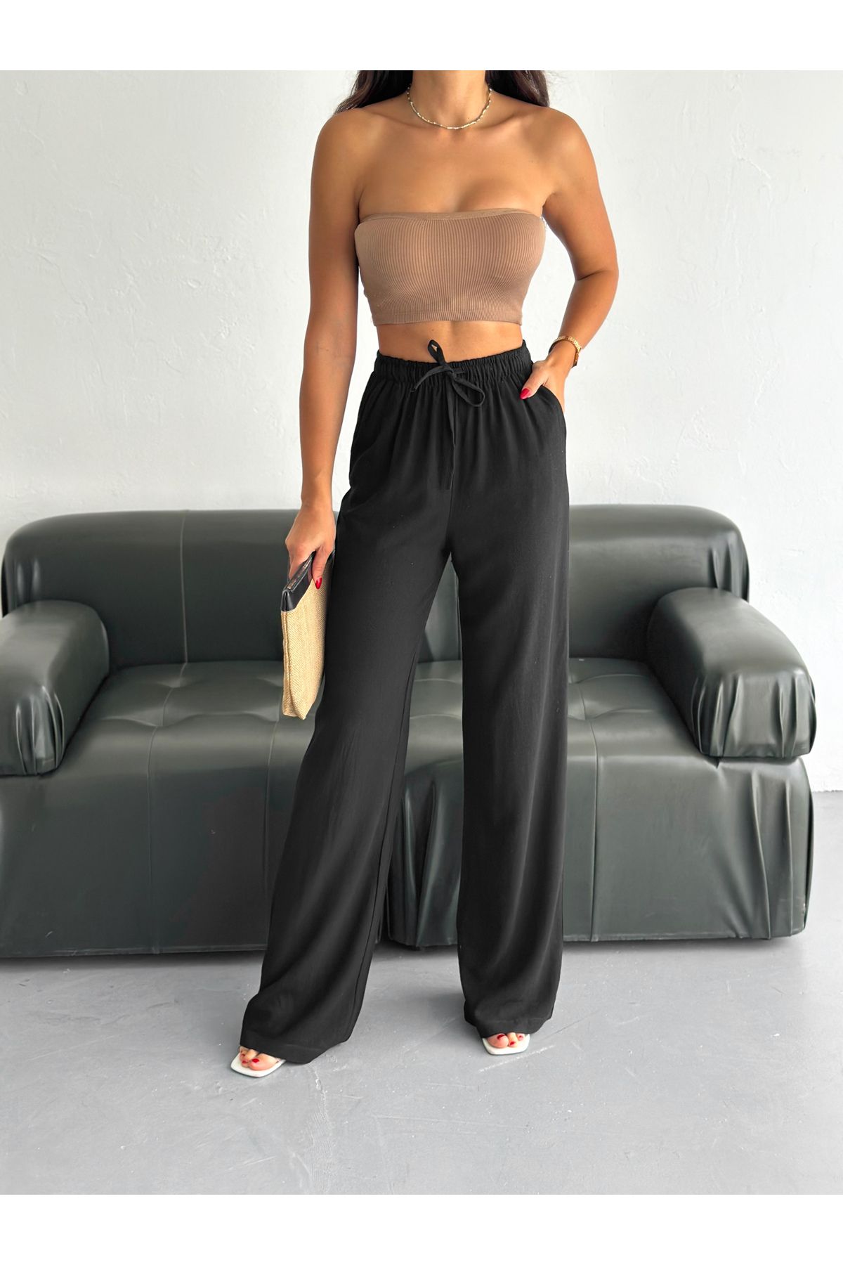 Slim'N Lift Bol Kesim Keten Pantolon