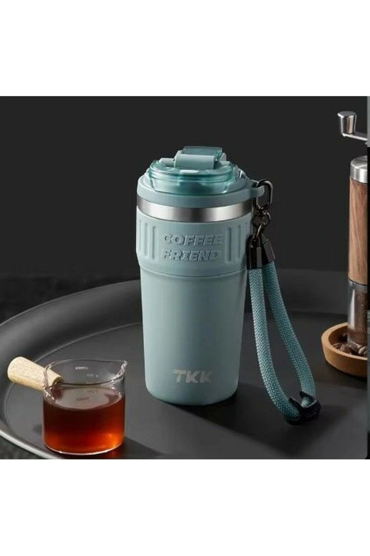 TKK VAGONLİFE T2023 TKK PİPETLİ ASKILI ÇELİK TERMOS MUG 630 ML MAVİ