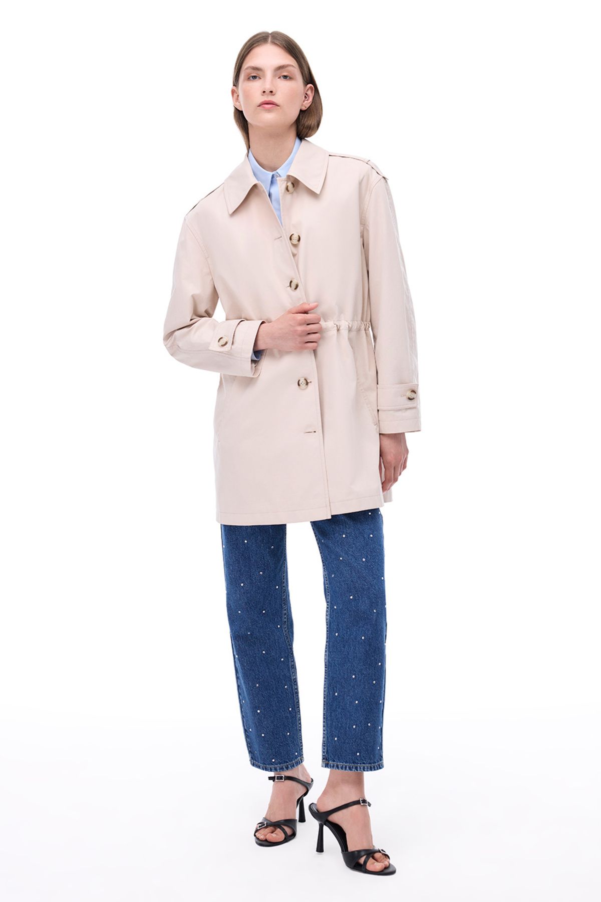 Perspective Talisman Regular Fit Takma Kol Bej Renk Trenckot