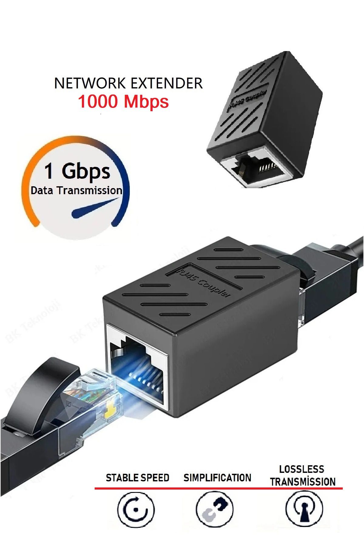 ANKTEK Ethernet Cat5 Cat6 Kablosu Uzatma Aparatı RJ45 Jack Ekler Birleştirir Gigabit - 1 Adet -