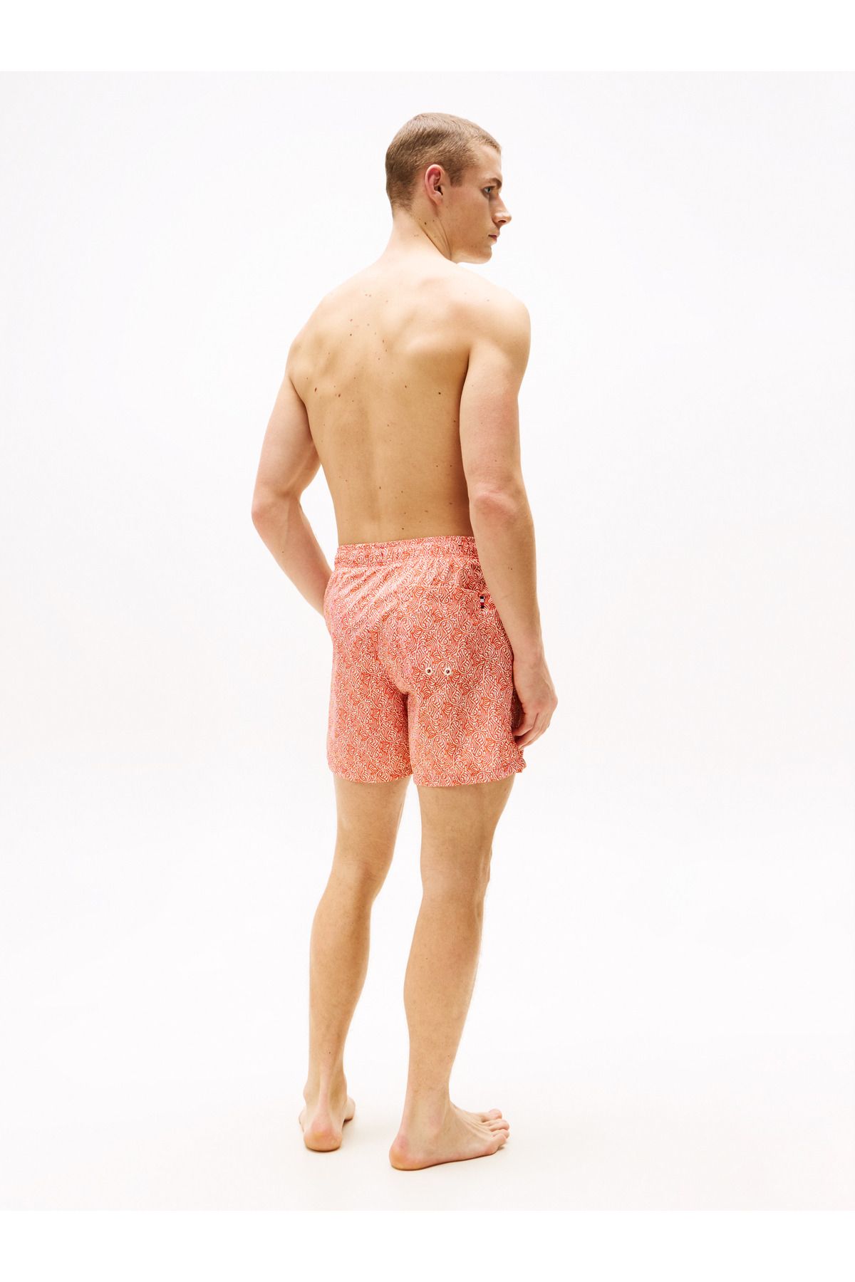 Tommy Hilfiger-Medium Drawstring Print Orange Men's Shorts 4