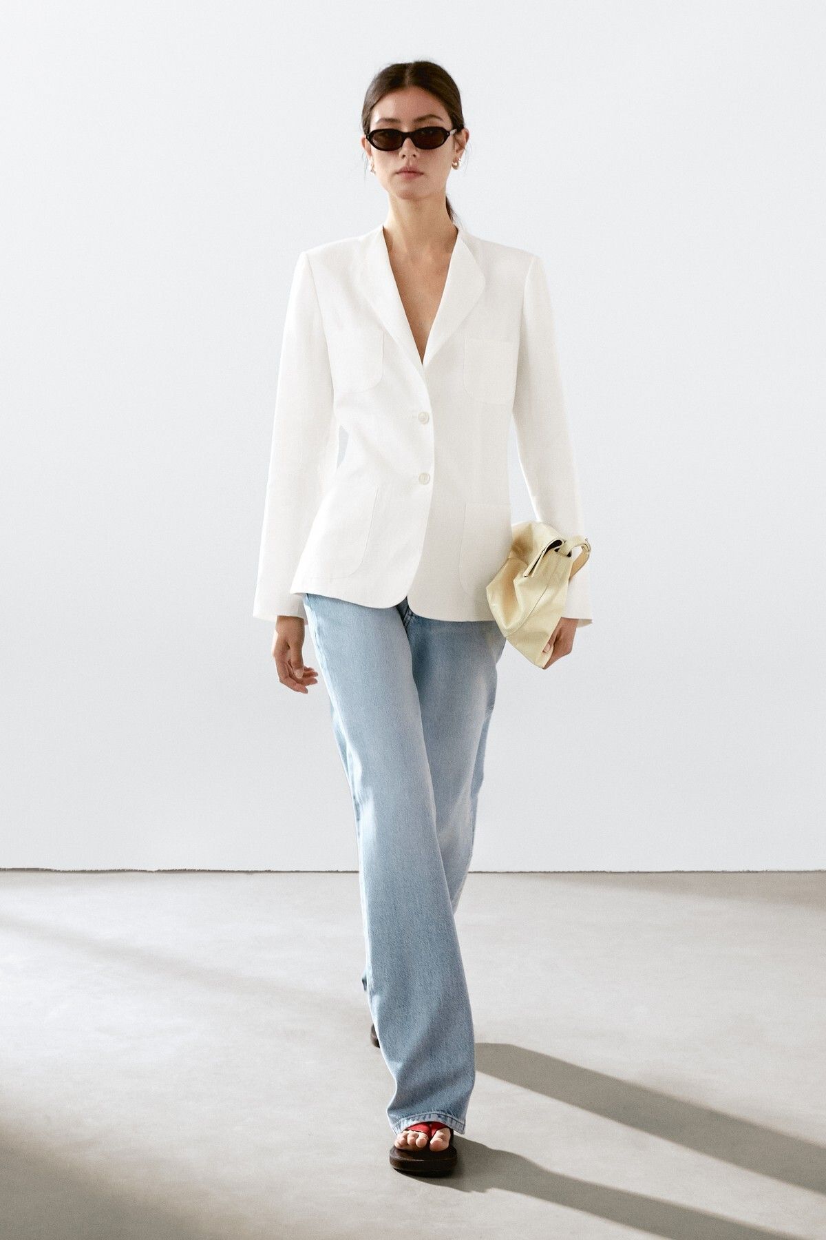 Massimo Dutti Katlı %100 keten blazer