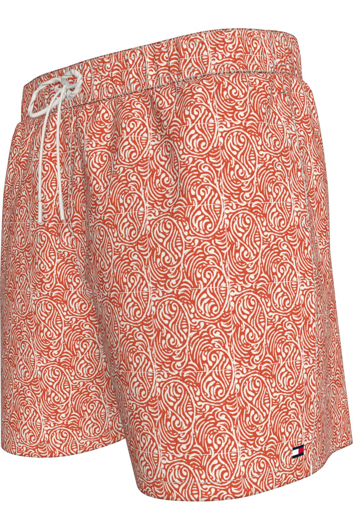 Tommy Hilfiger-Medium Drawstring Print Orange Men's Shorts 6