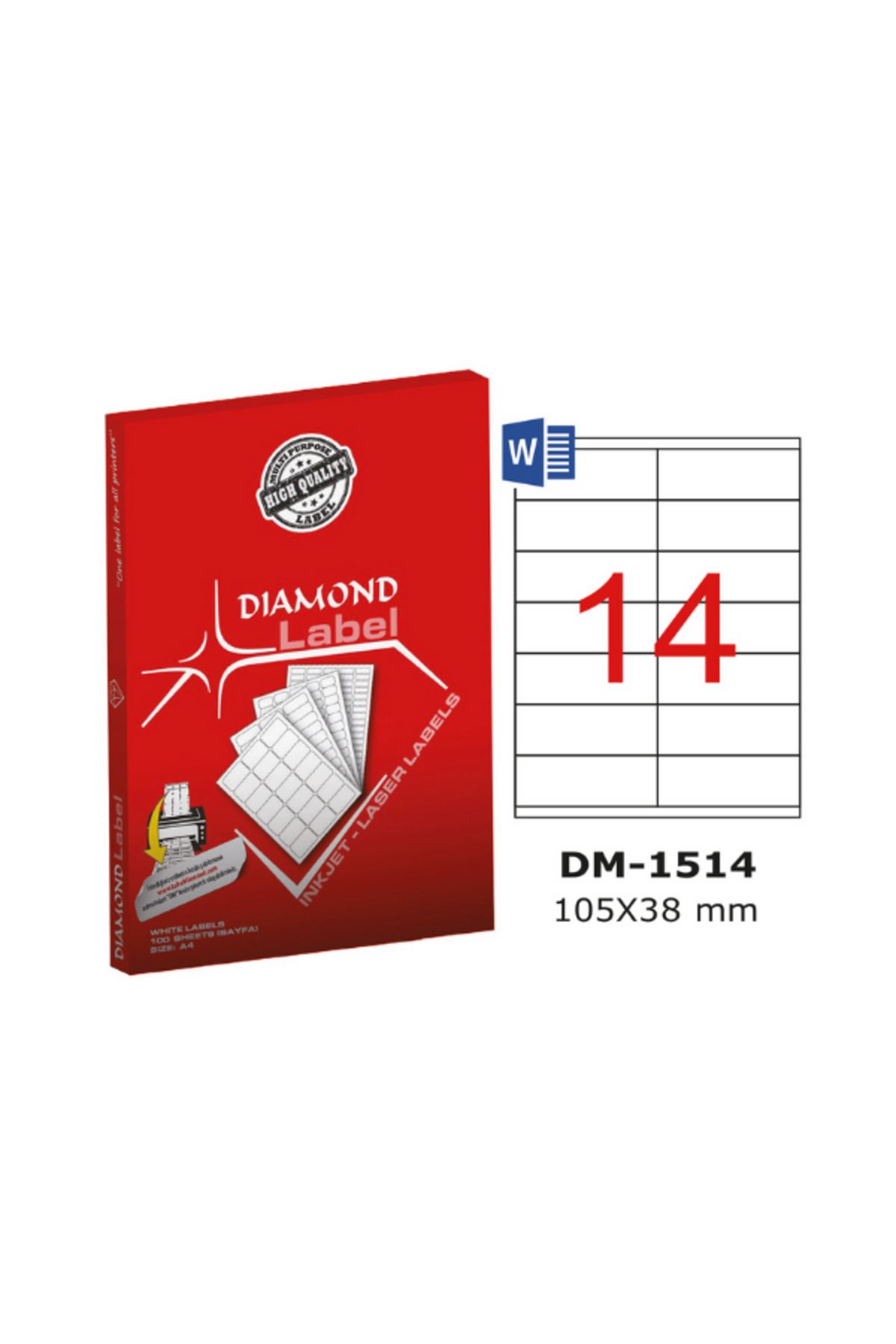 ASİL DOĞAN Diamond Lazer Etiket DM-1514 105x38 mm