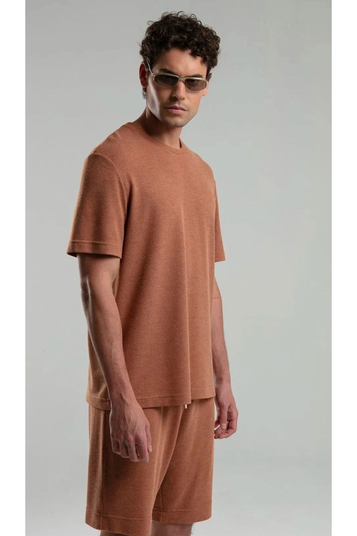 BENMANAJ Erkek, Kahverengi T-shirt Şort Takım