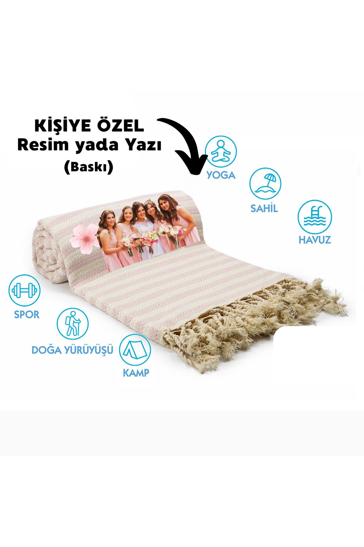 CHIMARIVA Kişiye Özel Çavuş Desenli Baskılı Peştemal – İsim Yazılı Oversize Türk Plaj Havlusu – Banyo Havlusu