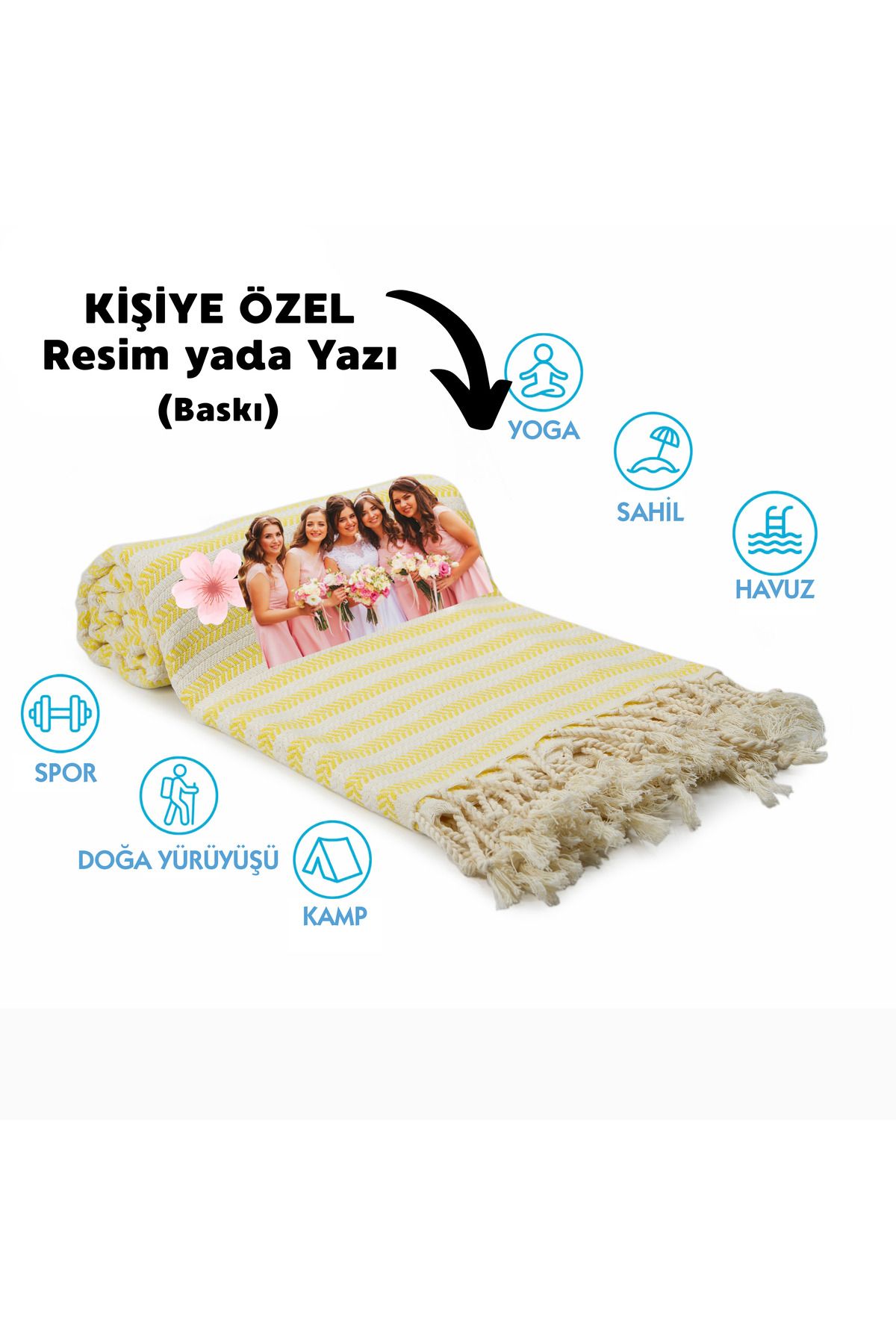 CHIMARIVA Kişiye Özel Çavuş Desenli Baskılı Peştemal – İsim Yazılı Oversize Türk Plaj Havlusu – Banyo Havlusu