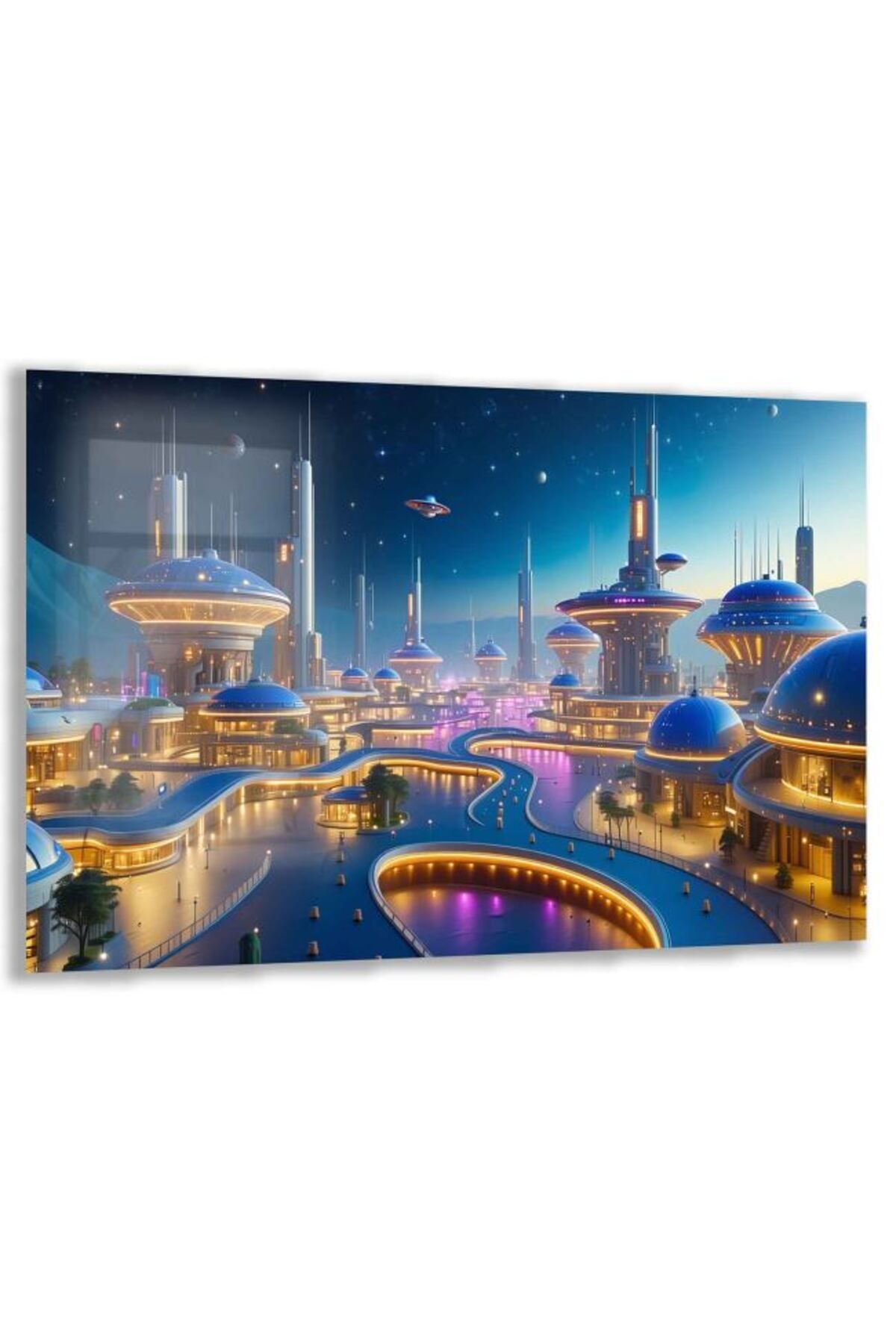 Domovit Uzay ve Bilim Temalı Çocuk Odası Cam Tablo - Yatay Motif 01-054