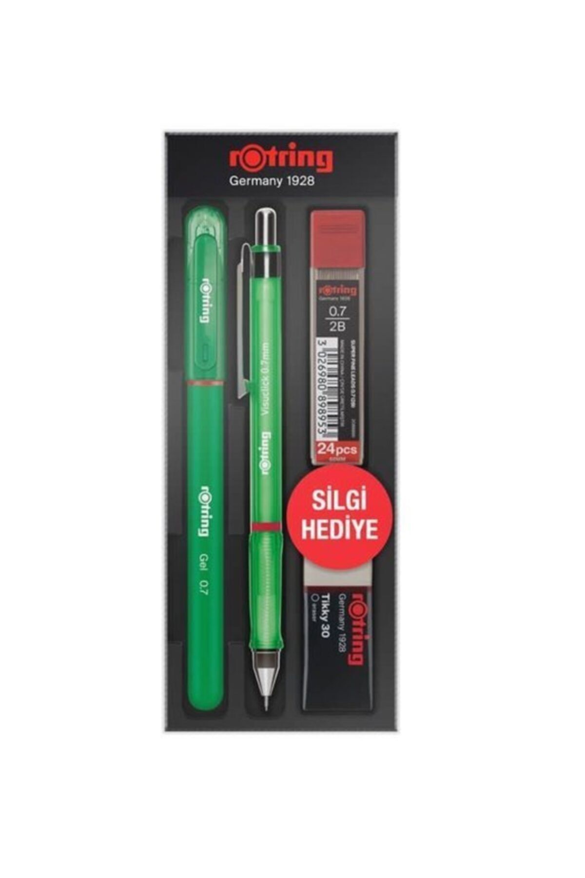Rotring Visuclick Versatil Kalem + Jel Tükenmez Kalem + Min + Silgi Okul Seti 0.7 Mm Yeşil Ro-vkj07