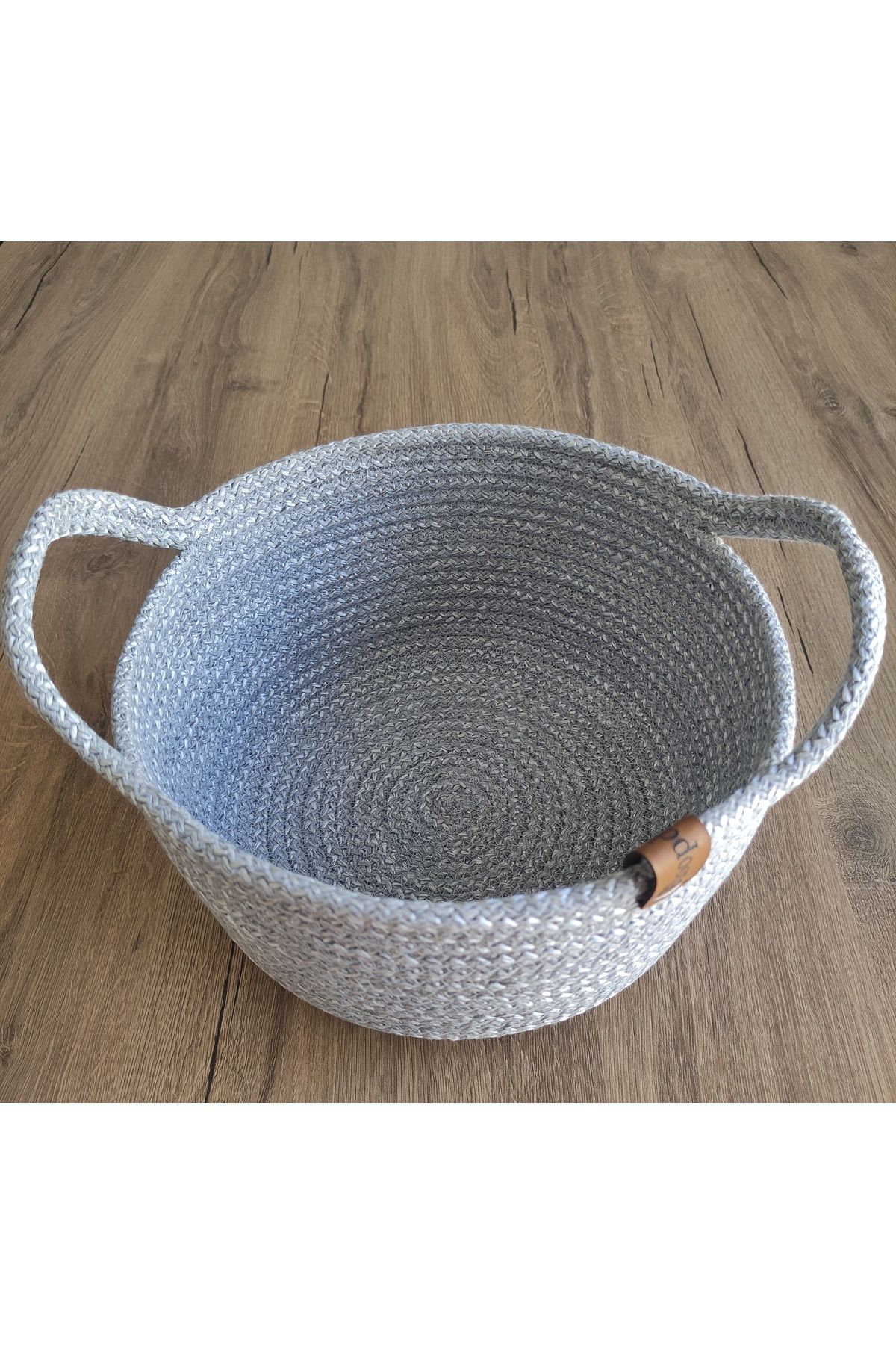 Loop Decoratif El Yapımı Sepet Organizer Gümüş Gri Parlak Renk 20x23x13cm