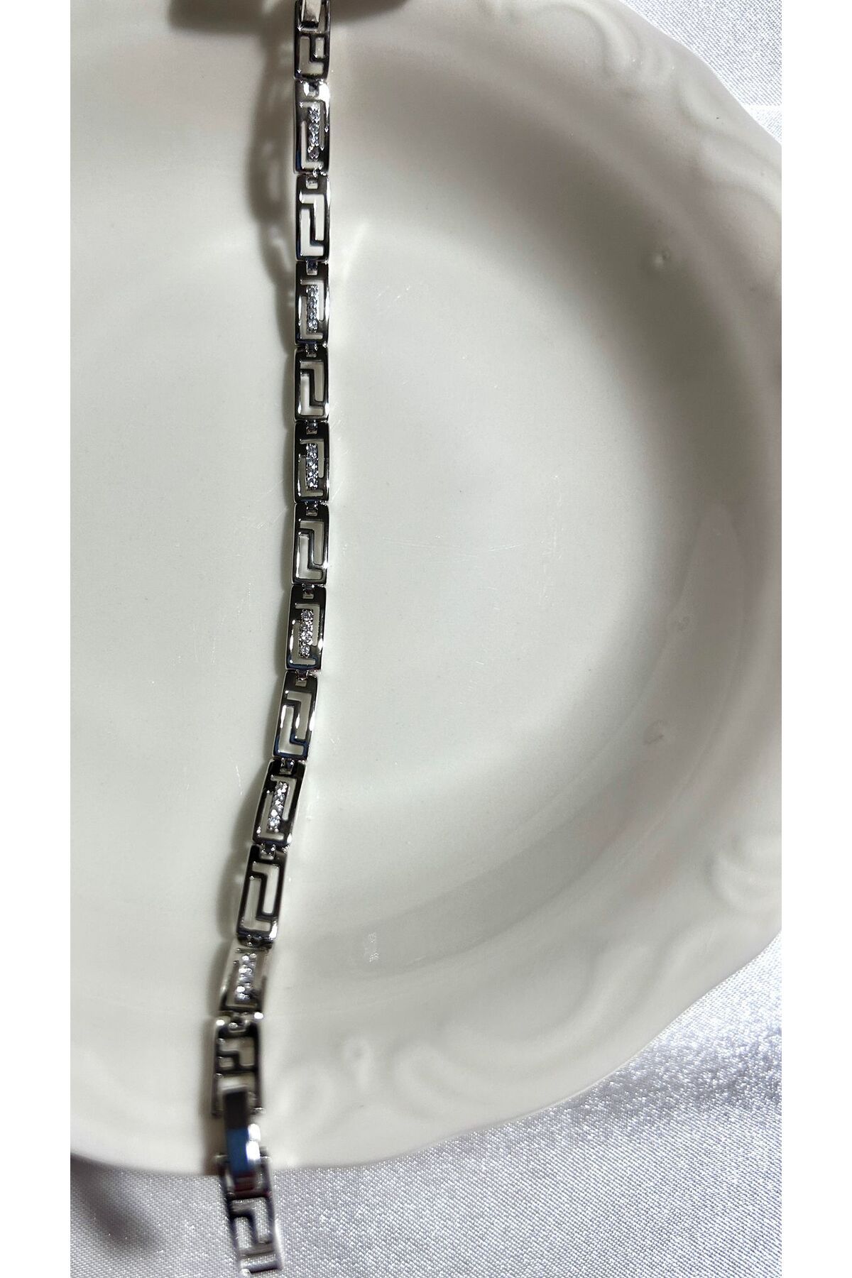 soleah XUPİNG VİP KADIN GÜMÜŞ LABİRENT TAŞ DETAYLI ÇELİK BİLEKLİK 20cm
