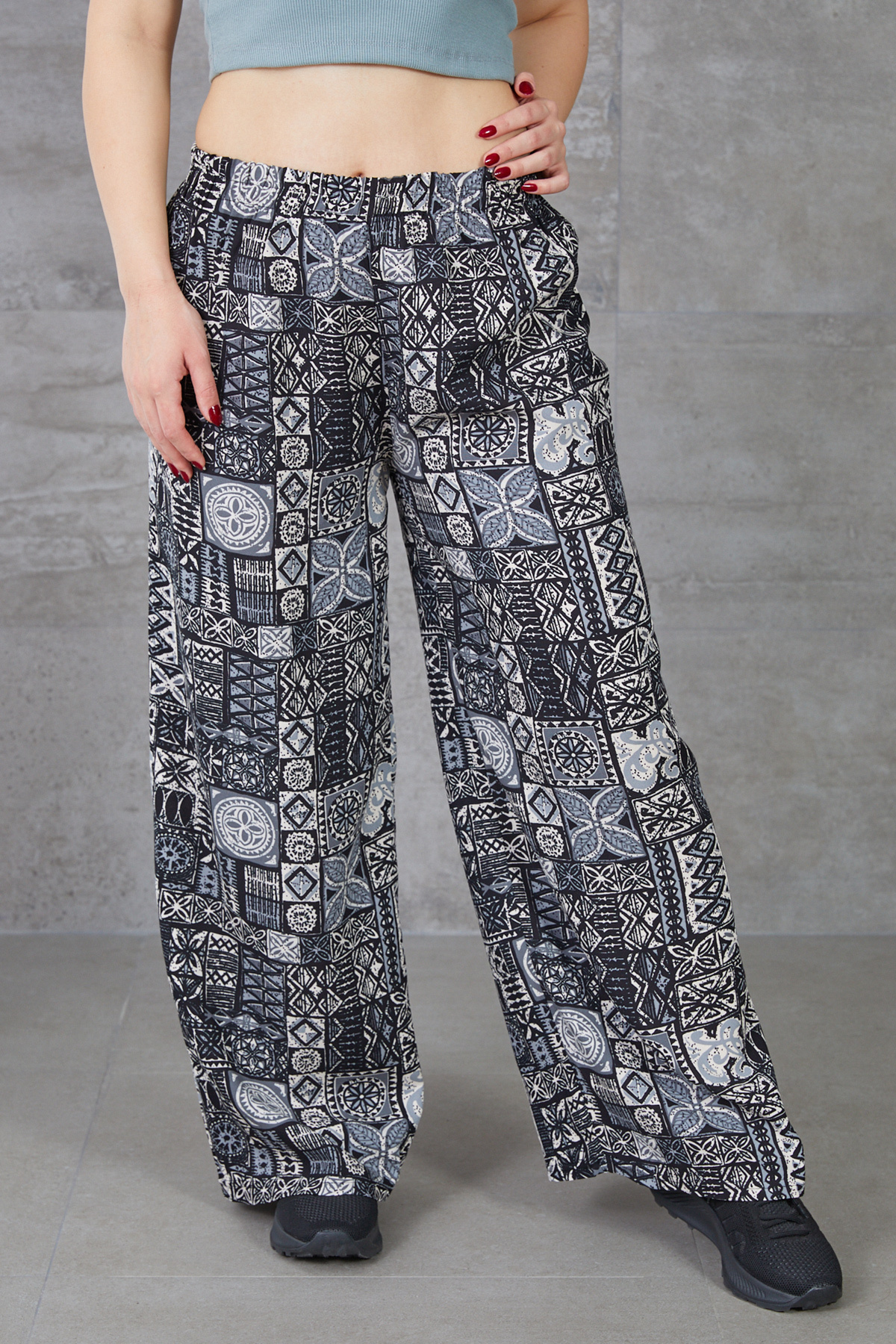 DPARİS-Ethnic Pattern Wide Leg Trousers 2