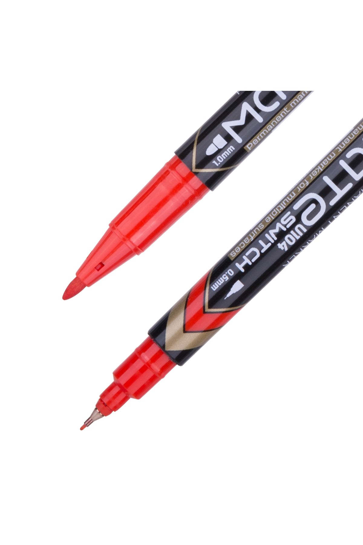 Deli-Deli EU10440 Permanent Marker, Red,Bullet Tip 1.0mm, Metal Tip 0.5mm,12PCS/Box For Precise Marking 4