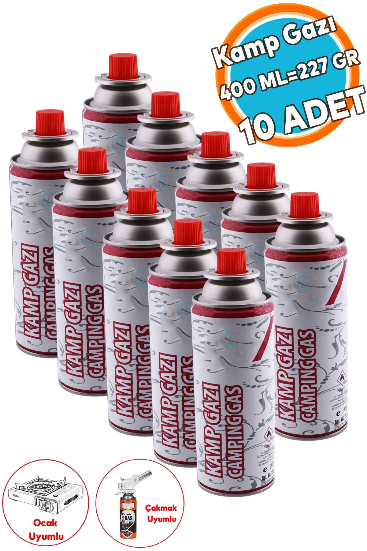 NZB (10 Adet) Kamp Gazı Bütan Propan Tüpü Portatif Ocak Kartuşu Tek kullanımlık Pürmüz 400 ml 227 gr