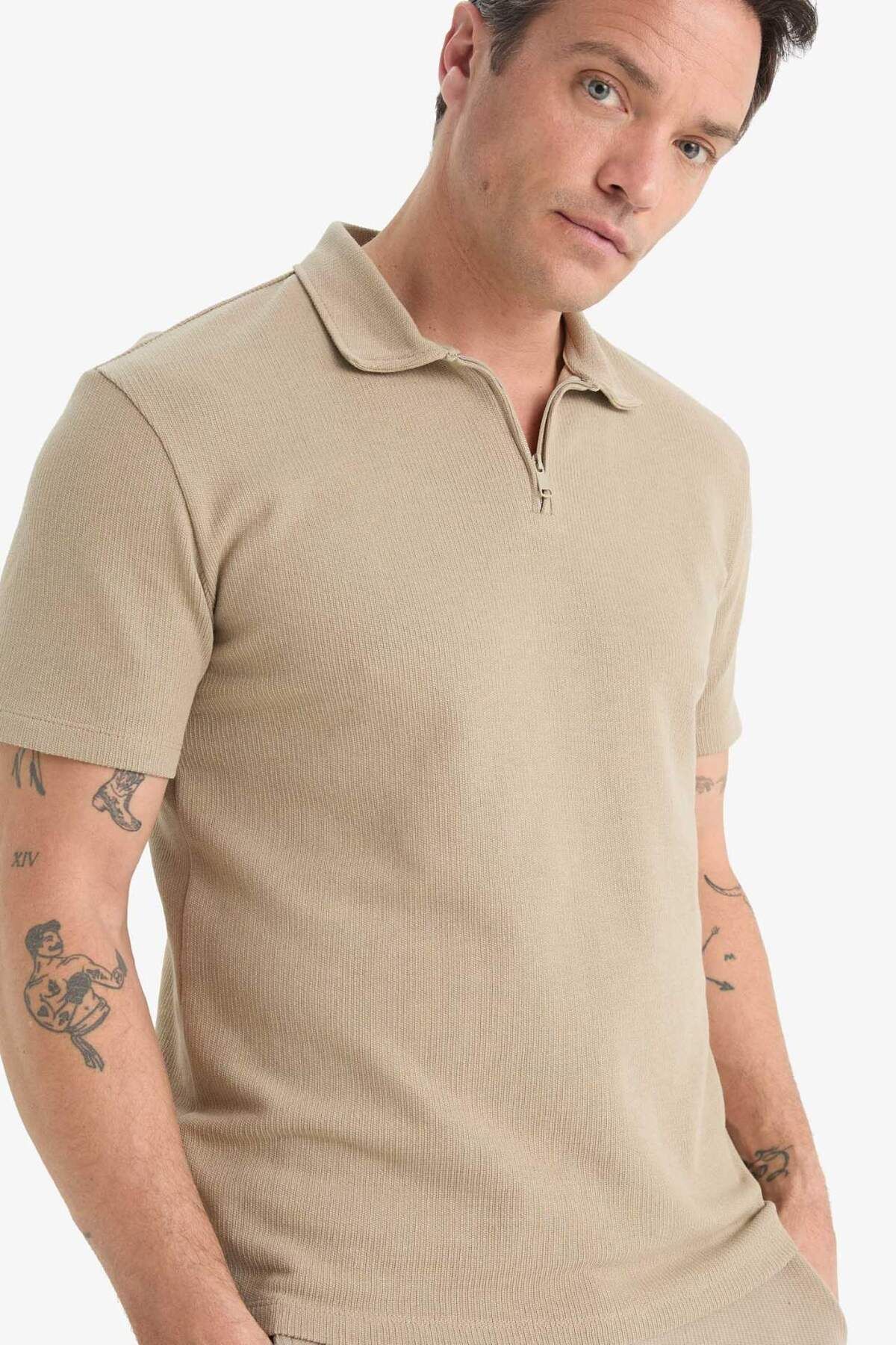 DeFacto Regular Fit Kısa Kollu Dokulu Polo Tişört E4027AX25SP