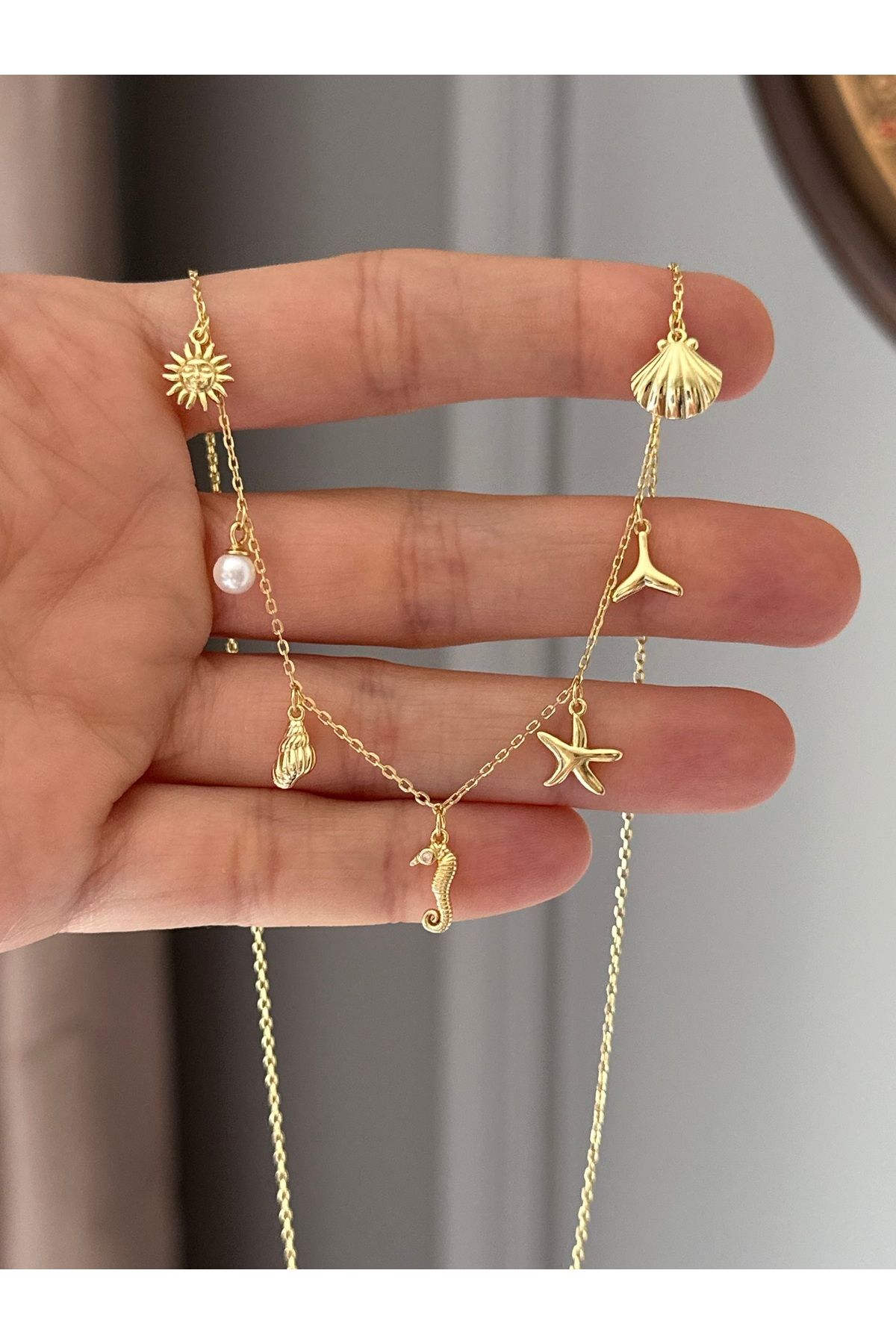 emy by emel luxury silver jewelry Altın Kaplama Yaz Figürlü Kolye 925 Ayar Gümüş