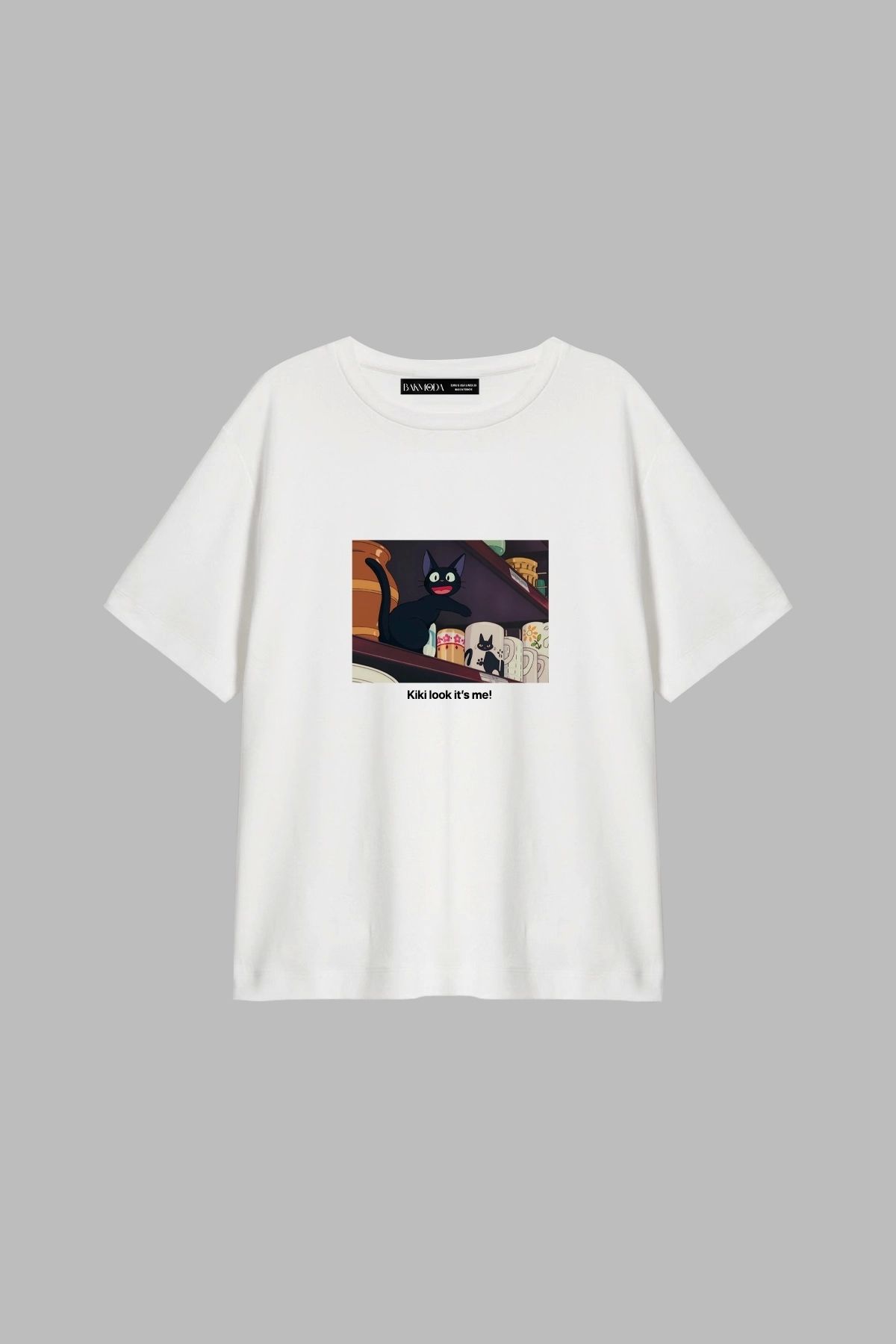 CİNEMA MODA Kiki Look İt's Me Baskılı Relaxed Fit Beyaz Kadın Tshirt