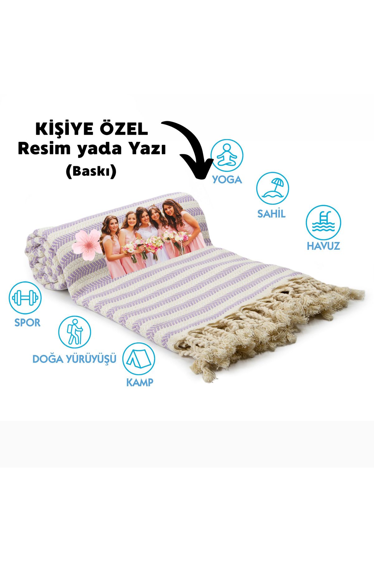 CHIMARIVA Kişiye Özel Çavuş Desenli Baskılı Peştemal – İsim Yazılı Oversize Türk Plaj Havlusu – Banyo Havlusu