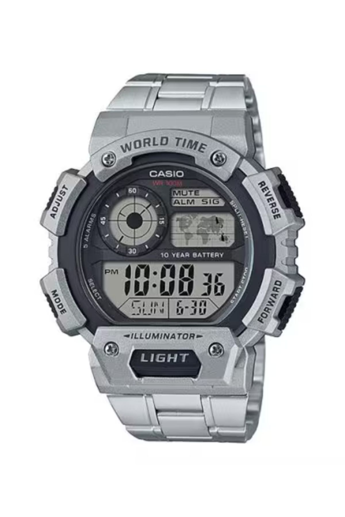 Casio-ساعة كاسيو الرقمية للرجال بمينا رمادي - AE-1400WHD-1A 1